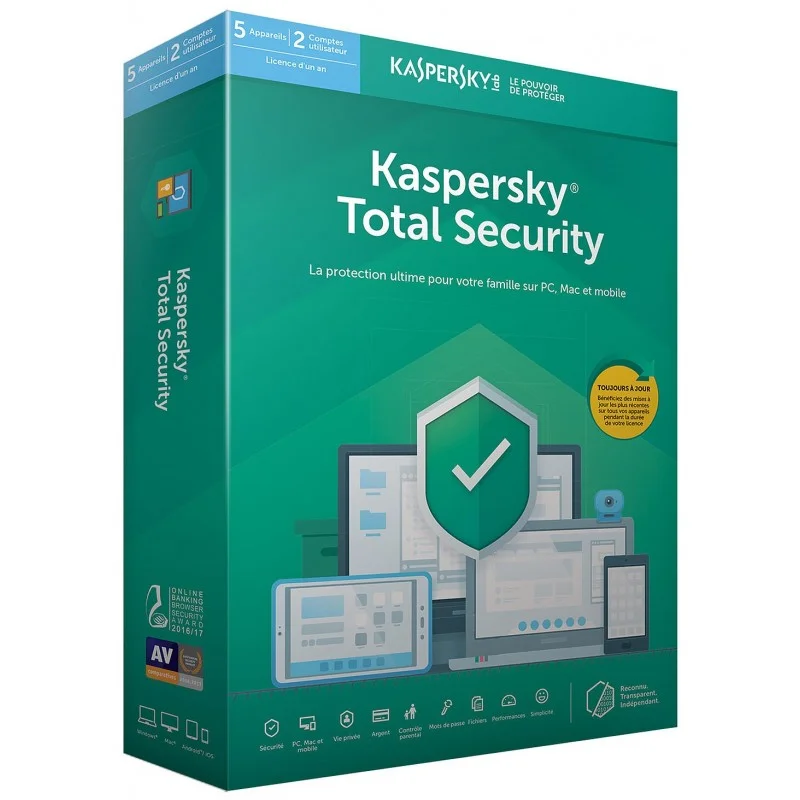 Antivirus Kaspersky Total Security 5 postes / 1 an – KL19498BEFS-20MAG