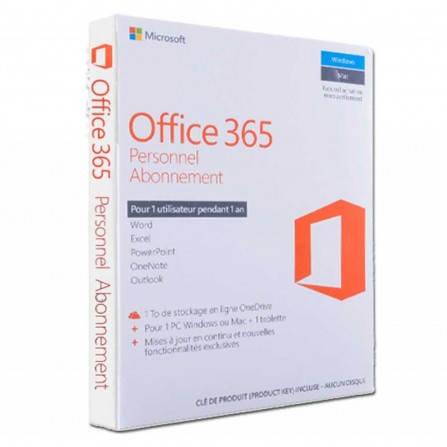 Microsoft Office 365 Personnel 1 an Français Licence Digitale (QQ2-00007)